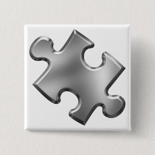 Autism Puzzle Piece Silver 15 Cm Square Badge