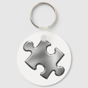 Autism Puzzle Piece Silver Key Ring