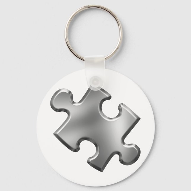 Autism Puzzle Piece Silver Key Ring (Front)