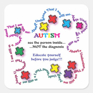 Autism Puzzle Piece Square Sticker