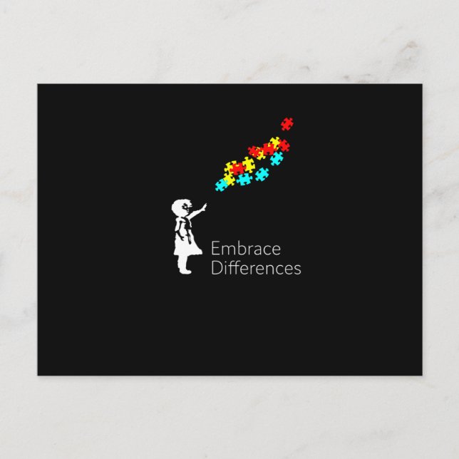 Autism Puzzle Piece Tshirt Autistic awareness Announcement Postcard (Front)