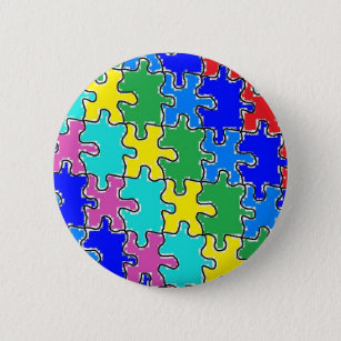 autism puzzle pieces 40 6 cm round badge