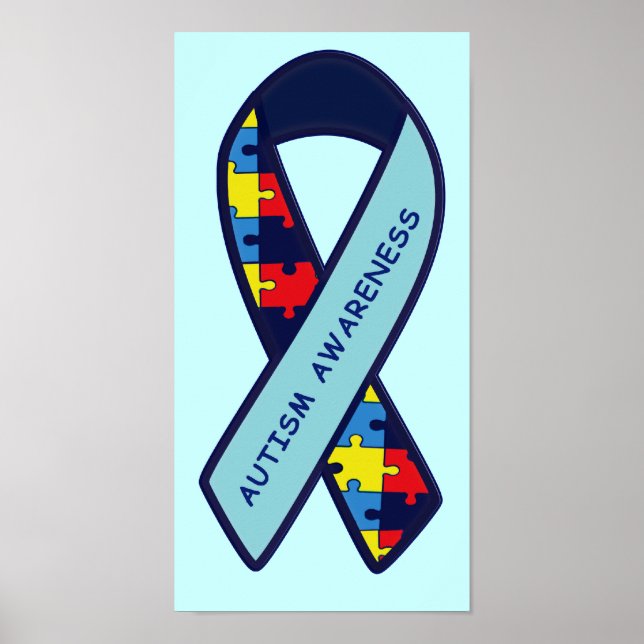 Autism Puzzle Ribbon Awareness Poster (Front)