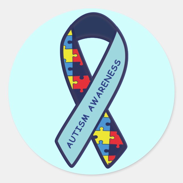 Autism Puzzle Ribbon Classic Round Sticker (Front)