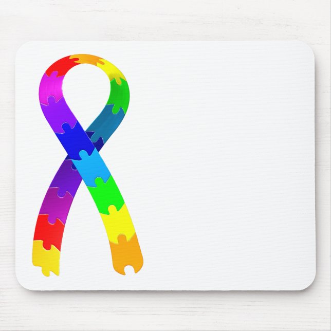 Autism Puzzle Ribbon Mouse Pad (Front)