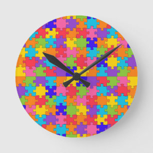 autism puzzle round clock