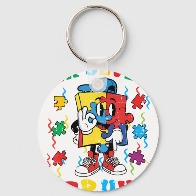 Autism Puzzle Six Seven 67 Bru Key Ring (Front)