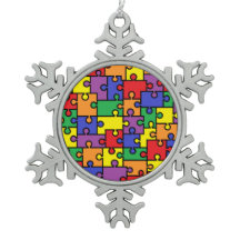 Autism Puzzle Snowflake Ornament