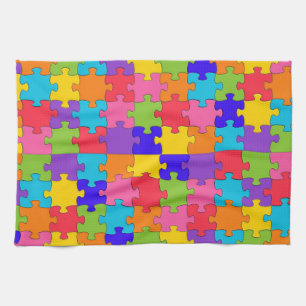 autism puzzle tea towel