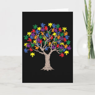 Autism Puzzle Tree Lgbt-q Gay Pride Rainbow Flag M Card