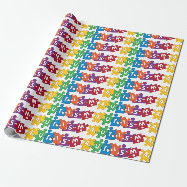 Autism Puzzle Wrapping Paper (Unrolled)