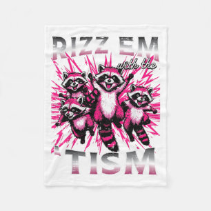 Autism Racoon Rizz Em with The Tism ASD Meme Kids Fleece Blanket