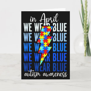 Autism Rainbow In April We Wear Blue Autism Awaren Card