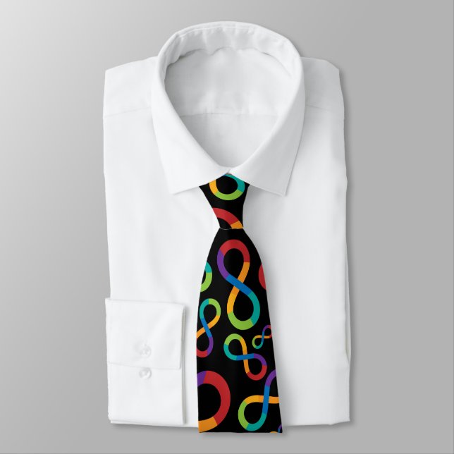 Autism Rainbow Infinity Neurodiversity Tie (Tied)