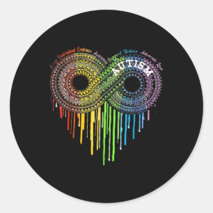 Autism Rainbow Infinity Symbol Asd Awareness  Classic Round Sticker