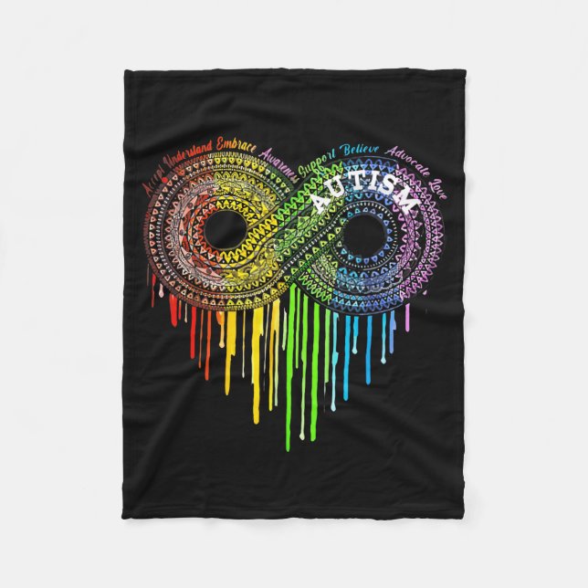 Autism Rainbow Infinity Symbol Asd Awareness  Fleece Blanket (Front)
