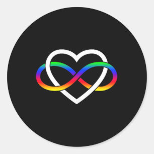 Autism Rainbow Infinity Symbol Autism Infinity Hea Classic Round Sticker