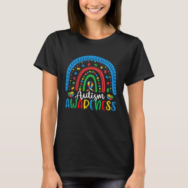 Autism Rainbow Puzzle Autism Awareness Month Women T-Shirt (Front)
