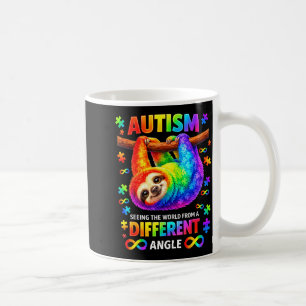 Autism rainbow sloth seeing the world from a coffee mug
