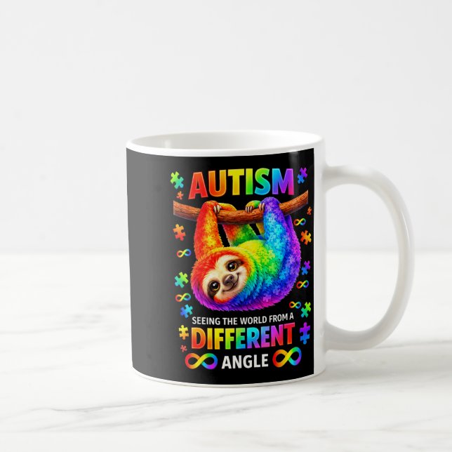 Autism rainbow sloth seeing the world from a coffee mug (Right)