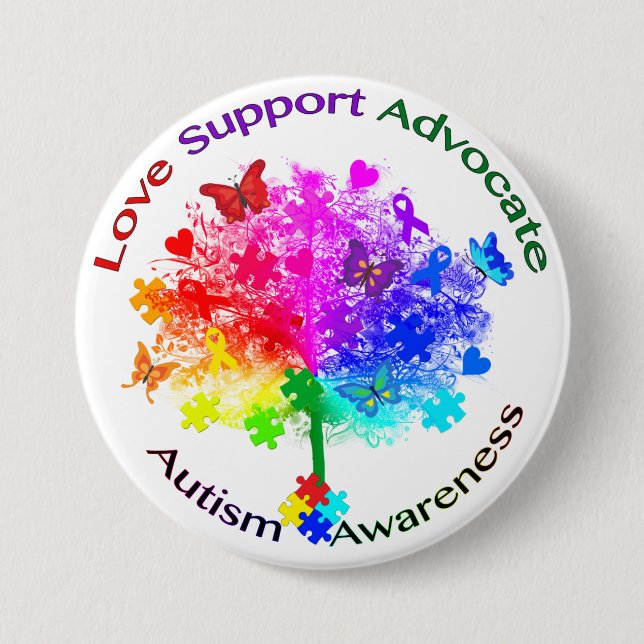 Autism Rainbow Tree 7.5 Cm Round Badge (Front)
