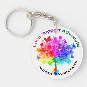 Autism Rainbow Tree Key Ring