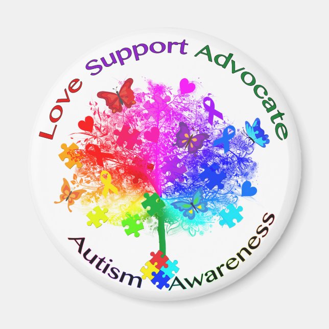 Autism Rainbow Tree Magnet (Front)