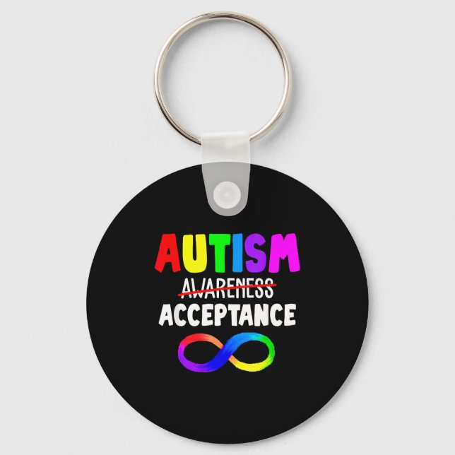 Autism Red Instead Acceptance Not Awareness  Key Ring (Front)