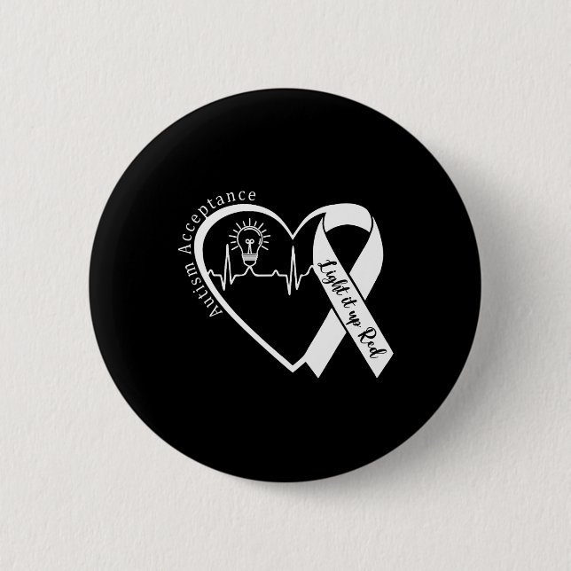 Autism - Red Instead - Acceptance Not Awareness #r 6 Cm Round Badge (Front)