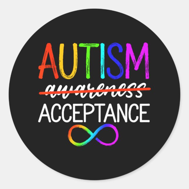 Autism - Red Instead - Acceptance Not Awareness #r Classic Round Sticker (Front)