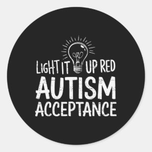 Autism - Red Instead - Acceptance Not Awareness #r Classic Round Sticker
