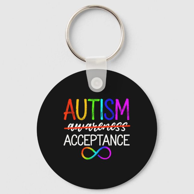 Autism - Red Instead - Acceptance Not Awareness #r Key Ring (Front)