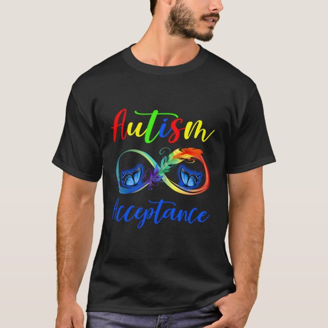 Autism Red Instead Infinity Acceptance Butterfly T-Shirt (Front)