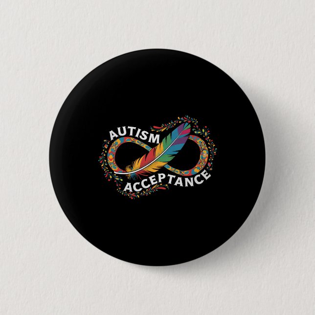 Autism Red Instead Infinity Symbol Autistic Accept 6 Cm Round Badge (Front)