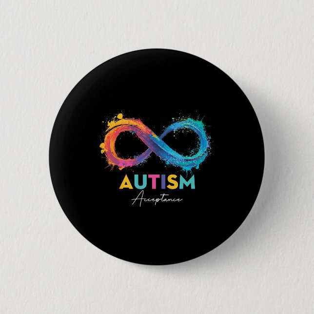 Autism Red Instead Infinity Symbol Autistic Accept 6 Cm Round Badge (Front)