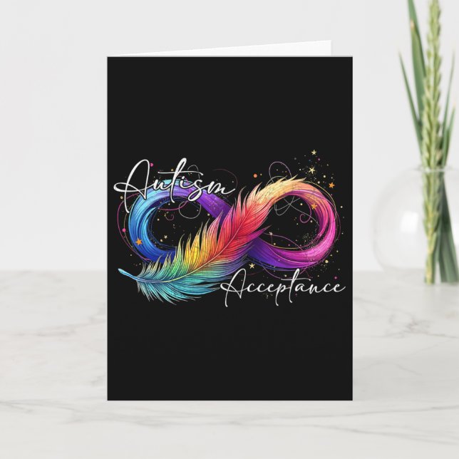 Autism Red Instead Infinity Symbol Autistic Accept Card (Front)