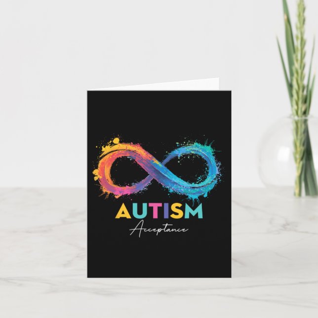 Autism Red Instead Infinity Symbol Autistic Accept Card (Front)