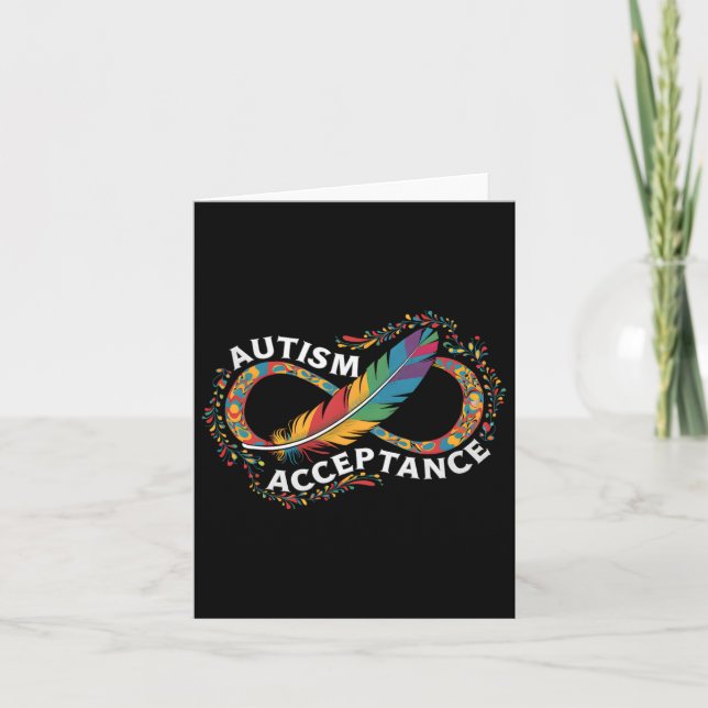 Autism Red Instead Infinity Symbol Autistic Accept Card (Front)