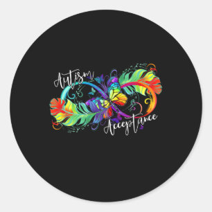 Autism Red Instead Infinity Symbol Autistic Accept Classic Round Sticker