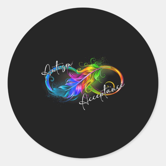 Autism Red Instead Infinity Symbol Autistic Accept Classic Round Sticker (Front)