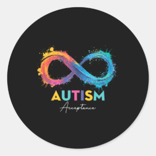Autism Red Instead Infinity Symbol Autistic Accept Classic Round Sticker