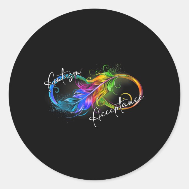 Autism Red Instead Infinity Symbol Autistic Accept Classic Round Sticker (Front)