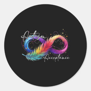 Autism Red Instead Infinity Symbol Autistic Accept Classic Round Sticker