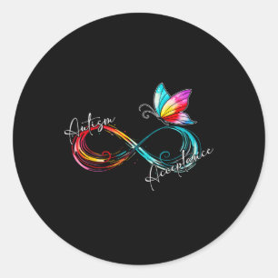Autism Red Instead Infinity Symbol Autistic Accept Classic Round Sticker