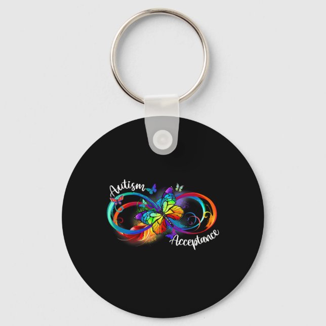Autism Red Instead Infinity Symbol Autistic Accept Key Ring (Front)