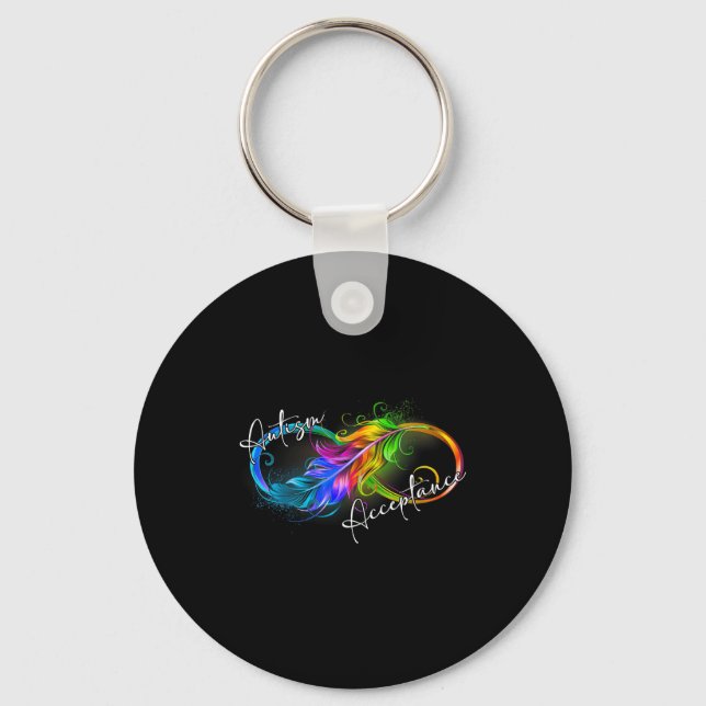 Autism Red Instead Infinity Symbol Autistic Accept Key Ring (Front)