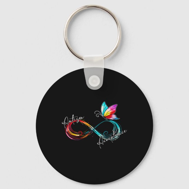 Autism Red Instead Infinity Symbol Autistic Accept Key Ring (Front)