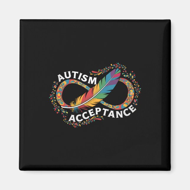 Autism Red Instead Infinity Symbol Autistic Accept Magnet (Front)