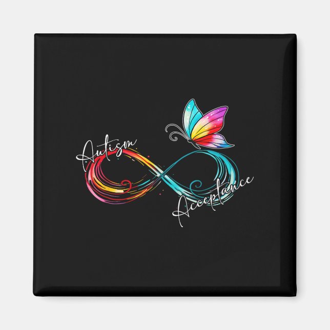 Autism Red Instead Infinity Symbol Autistic Accept Magnet (Front)