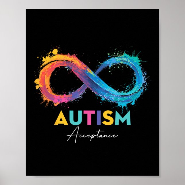Autism Red Instead Infinity Symbol Autistic Accept Poster (Front)